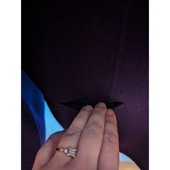 Talbots Dark Purple 100% Wool Open Blazer Size 6 Lined Shoulder Pads - Picture 7 of 14